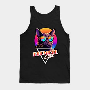 Retro Wave Burmese Cat Miami Shirt Tank Top